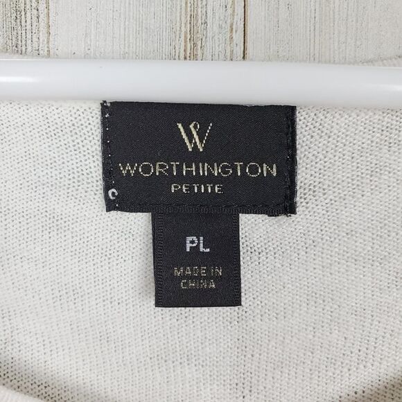 Worthington Embellished Scoop Neck Sweater White Size LP - Picture 3 of 11